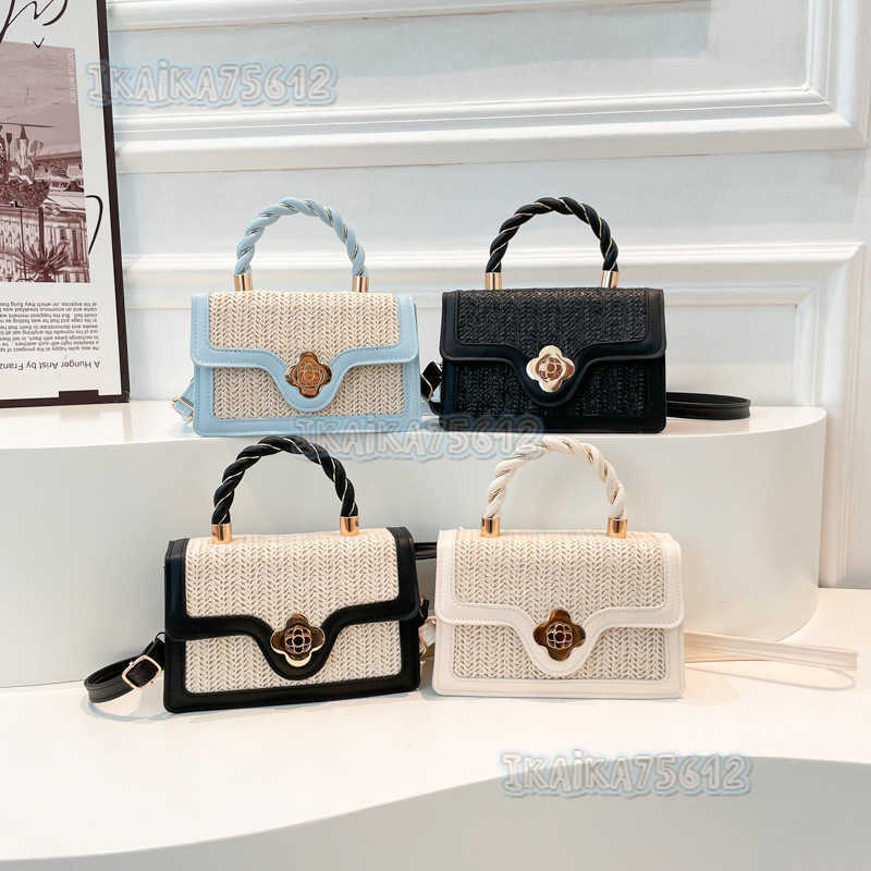 Trendy Womens Bags Summer New Fashion Versatile Woven Color Block Shoulder Crossbody Handbag Small Square Bag H250806