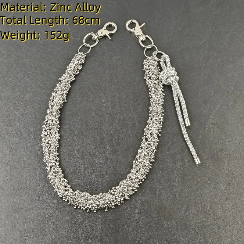 Original Rhinestone Knot Pendant Punk Pants Chain Fashionable Men And Women Ones Waist Light Accessories Hip Hop Jewelry 250805