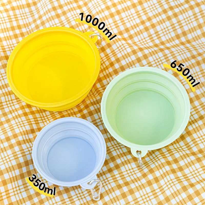 350/650/1000ml Dog Bowl Collapsible Silicone Feeder Dish Bowl Portable Large Capacity Puppy Water Food Container Travel Y250806