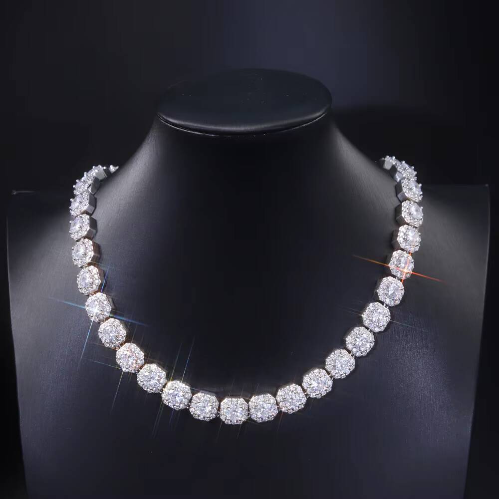 10mm Wide Cluster Tennis Chain VVS Diamond Link D GRA Moissanite 925 Sterling Silver Gold Plate Fine Jewelry Bracelets