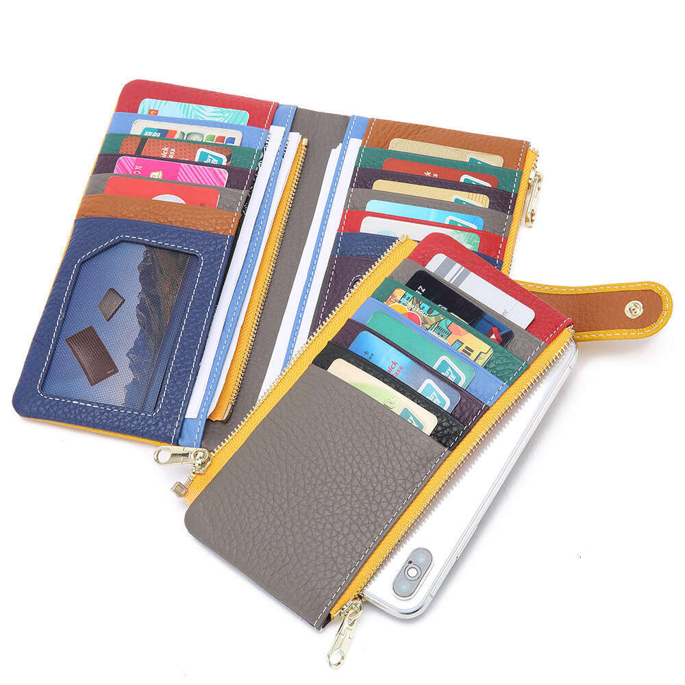Wallet Long Zipper Japanese and Korean Style Multi-Card Slot Soft Cowhide Phone Bag Women's Purse B5 B5