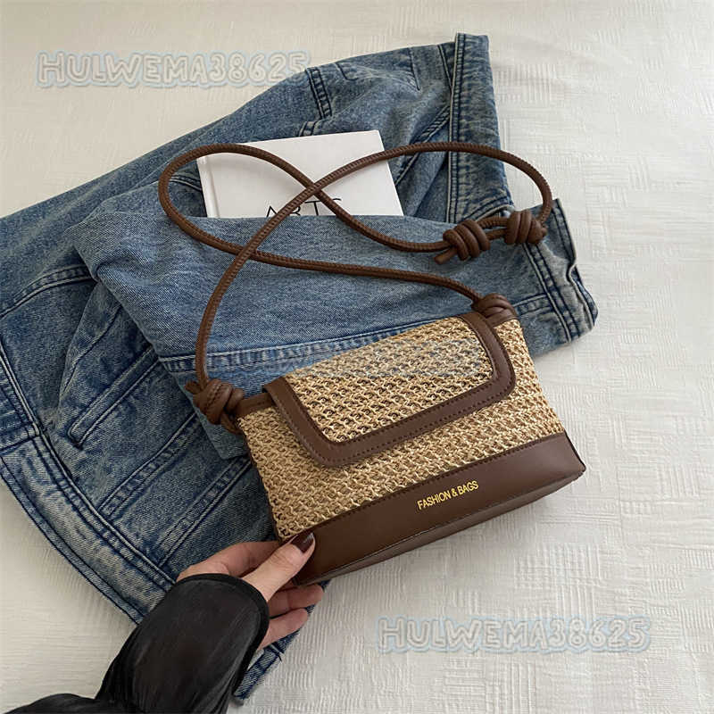 2024 Rainbow Straw Small Bag for Women New Trendy Summer Fashion Woven Shoulder Crossbody Bucket Bag H250806