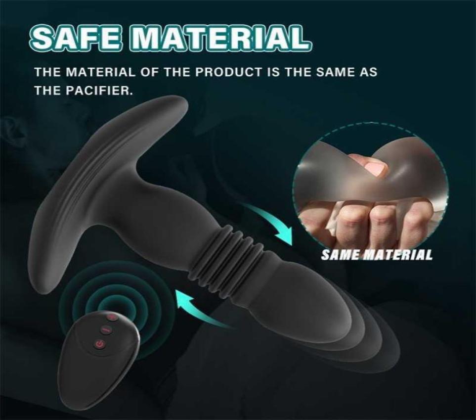 Sex Toy Massager Telescopic Dildo Vibrator Heating Prostate Massager Male Butt Anal Plug Anus Remote Control Toys for Adult Men St1151122