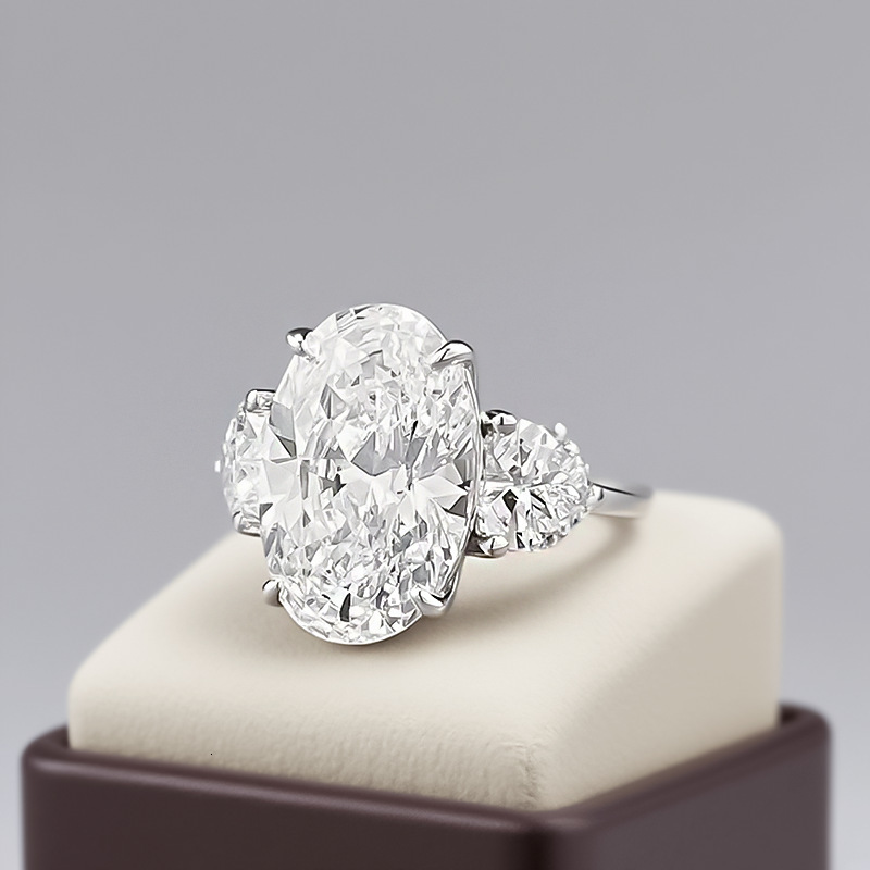 Hui Zhi Wing Jewelry New S Silver Pigeon Egg 10*15 Large Oval Ring Model