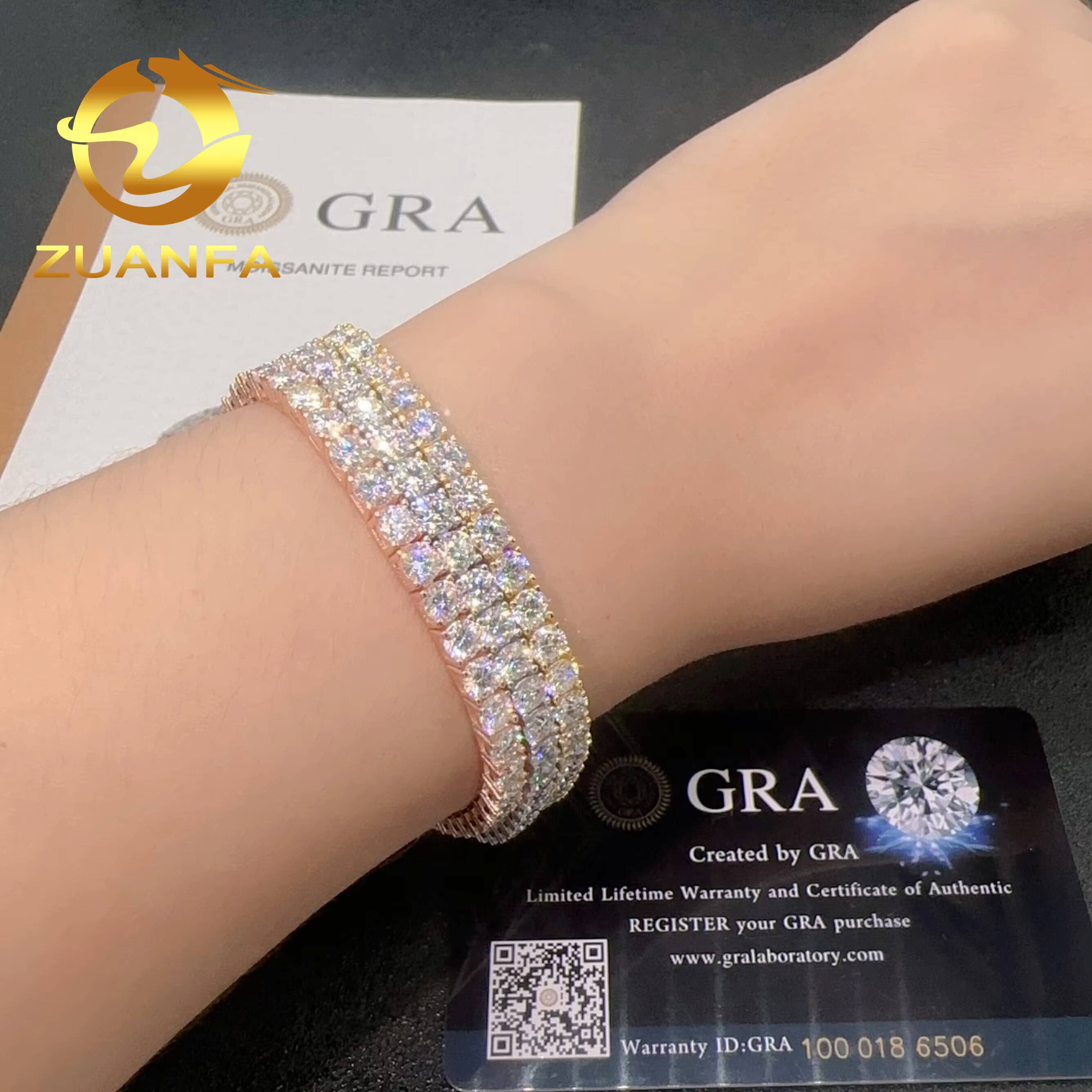 High Quality 925 Sterling Silver Ice Out Bracelet 4mm 6.5 Moissanite VVS Tennis Chain Bracelet for Men Women