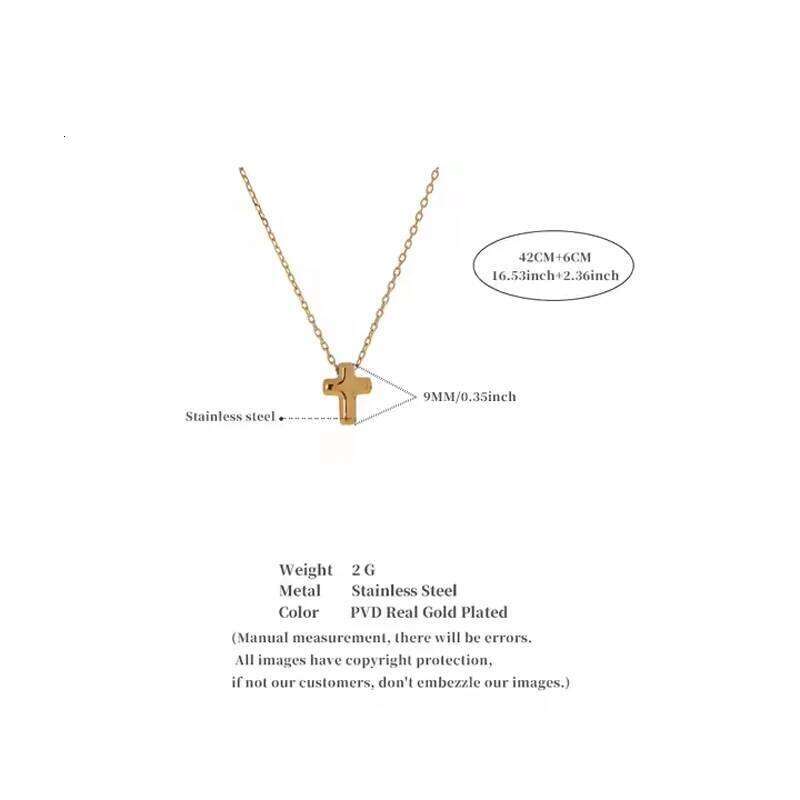 Yhpup Small Waterproof Stainless Steel Chic Cross Casting Charm Pendant Necklace Unique Classic Fashion Jewelry Bijoux Femme