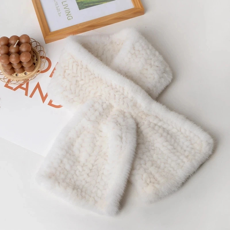 Winter Women Warm Knitted Real Mink Fur Scarf Natural Mink Fur Shawl Lady Short Style 100% Real Mink Fur Scarves 250806