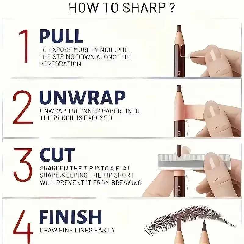 6 Colors Option Eyebrow Pencil Waterproof and Non-smudge Genuine Wood Hard Core Wholesale Wood Eyebrow Pencil Golden Eyebrow Pen W250807