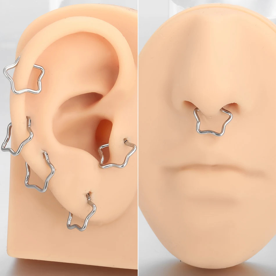 1PC Star Daith Earring Conch Helix Septum Piercing Clicker Segment Nose Ring Helix Rook Ear Piercing Jewelry 16G 250805