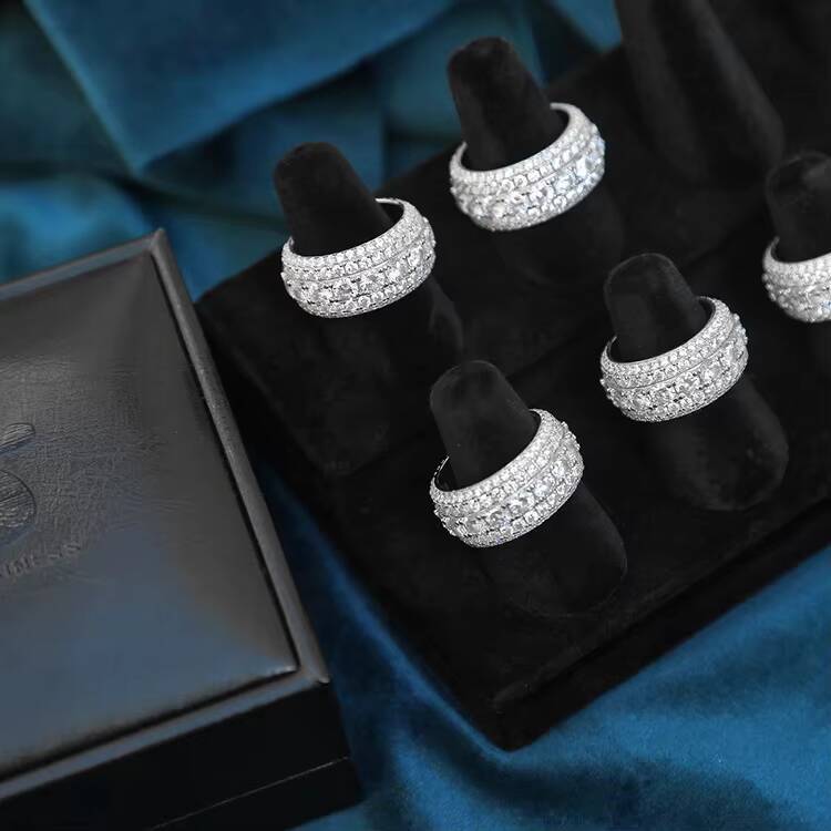 Xingguang Jewelry 925 Sterling Silver Hiphop Iced Out Diamond D Color VVS Moissanite Ring Men Rings