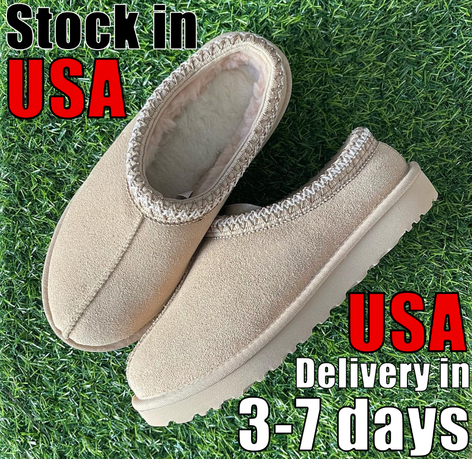 Tasman Slippers Tazz mustard seed Chestnut Sand Fur Slides Sheepskin Classic Ultra Mini Platform Boot Winter Women Men Slip-on Shoes Suede Upper Wool Fall Size 35-47