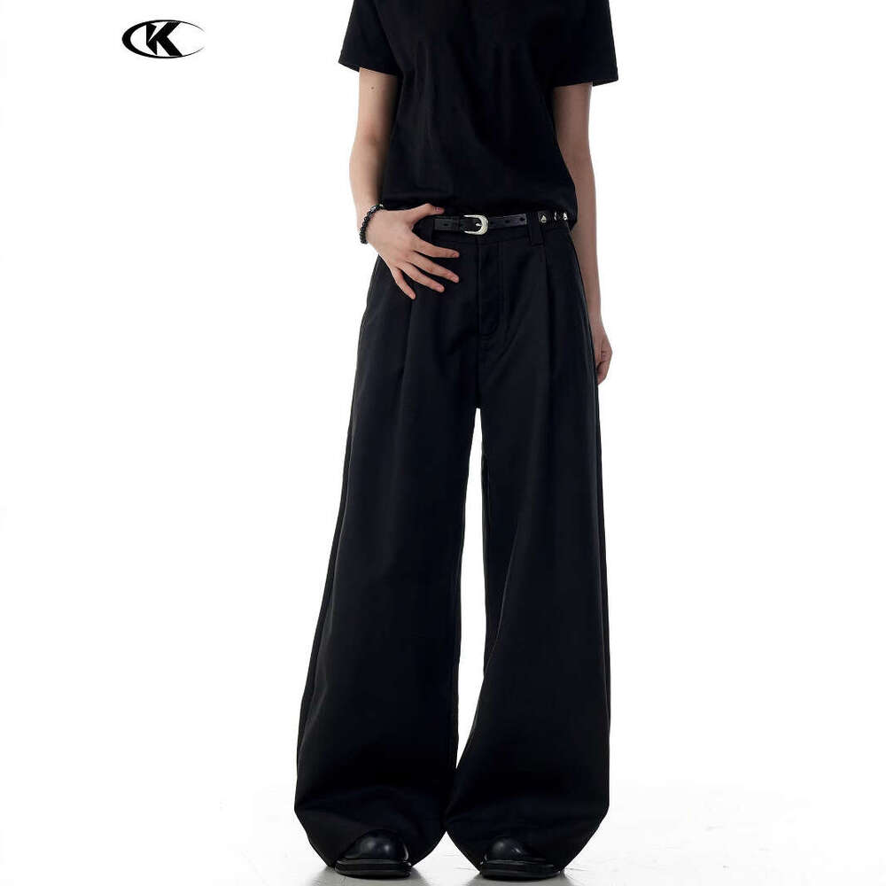 11Kn American Style Old Money Straight-Leg Trousers For Men And Women, Draped Wide-Leg A-Line Slimming Loose Simple Casual Long Pants B5