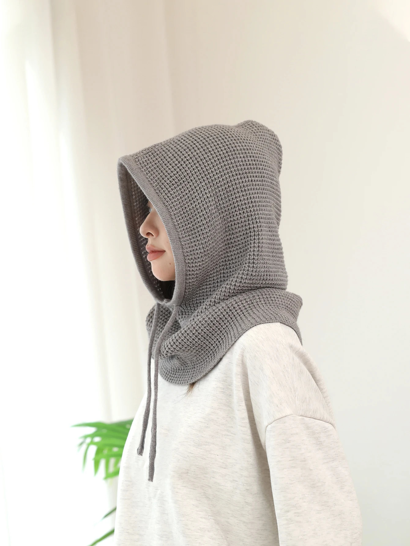 A Women Winter Beanie Hats Knit Balaclavas Mask Neck Circle Scarf Ski Snow Hat 250805