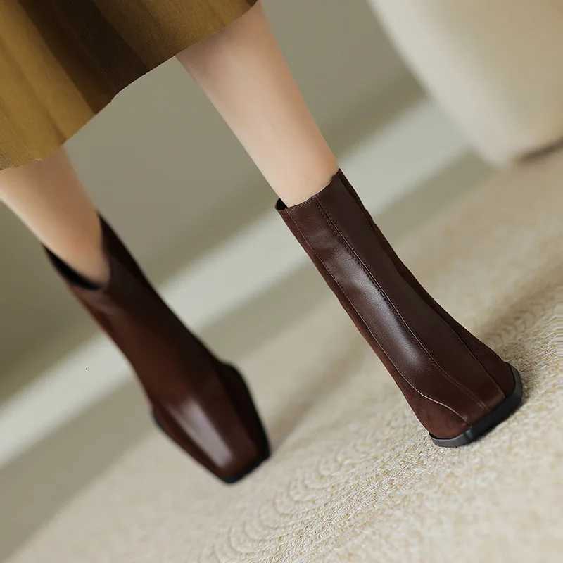 Vintage Square Toe Women Ankle Boots with Back Zippers Short Booties Autumn Winter Ladies Ccise Office Thick Heels Shoes XJ250807