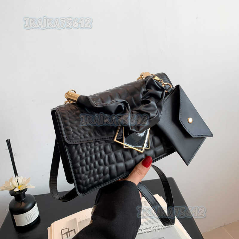 Womens Trendy Style Pleated Handbag 2024 Spring New Versatile Single Shoulder Crossbody Small Square Bag H250806