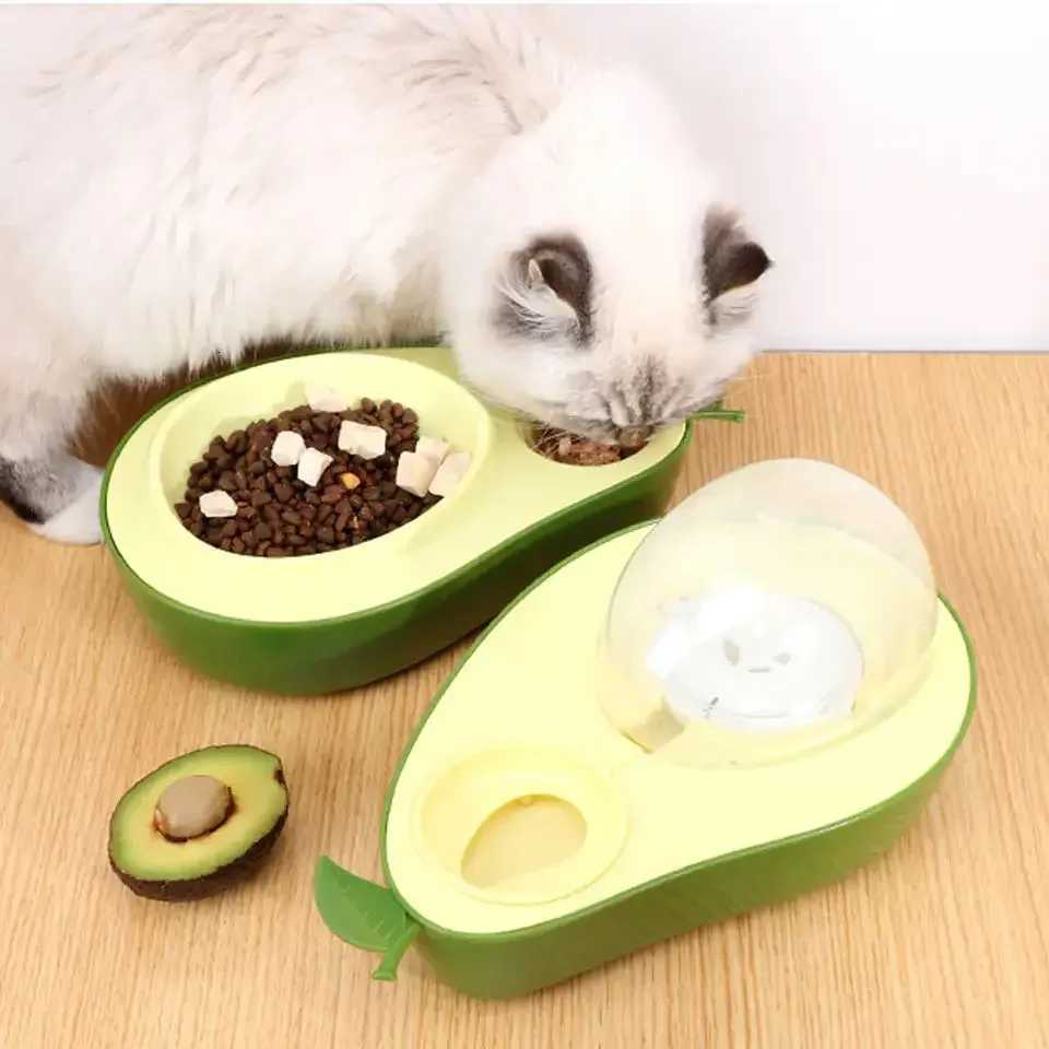 Dog Feeder Cat Automatic Feeding Water Bowl Avocado Shaped Pet Slow Food Feed Bowl Pet Food Storage Dispenser Dog Food Container Y250806