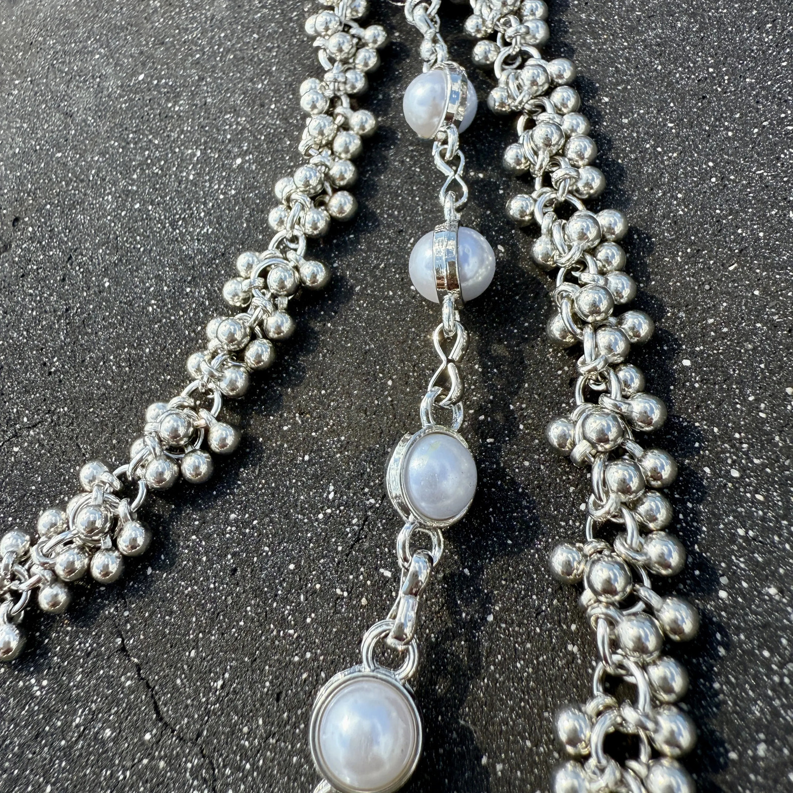 Retro punk jeans pants chain mens and womens accessories metal pearl belt chain personalized bag chain 250806