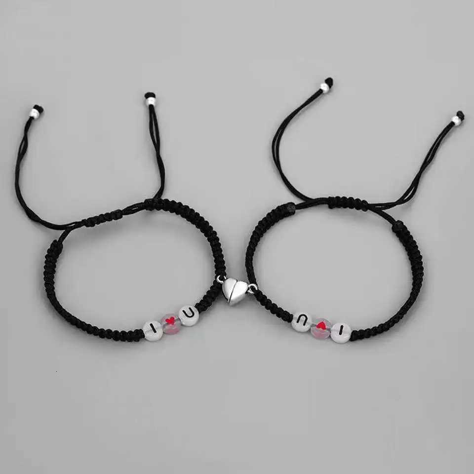 2Pcs/Set Luminous Letter I Love You Rope Bracelet Adjustable Sister Friendship Chain Bracelets For Women Men Couple Jewelry Gift W250807