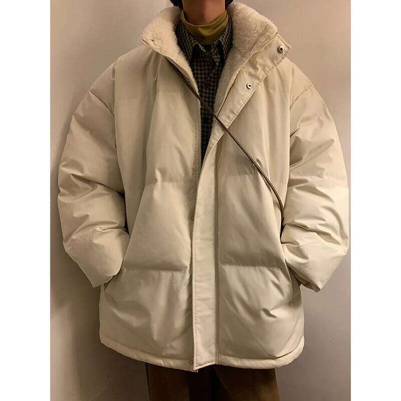 Designer Clothing 2025 Men Haruku Warm Bubble Winter Jacket Stand Collar Oversize Parkas Style Male Padded Coat Korean Puffer Jackets