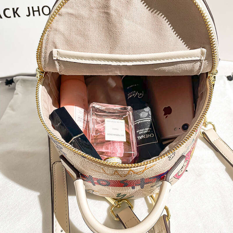 Hong Kong kJhosel Genuine Leather Graffiti Backpack High-End Feel Double Shoulder Bag for Women 202 Fashion