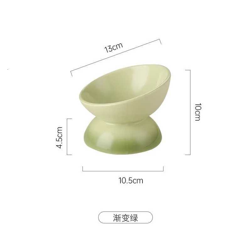 Cat Ceramic Bowl Gradient Pet Food Water Feeders Small Dogs Drinking Eating Supplies Raised Tilted Cats Puppy Feeding Supplies Y250806