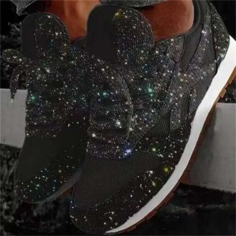 2025 New Flat Sneakers Casual designer Bling Vulcanized Women Mesh Lace Up Platform Plus Size Fashion Outdoor Woman Shoes