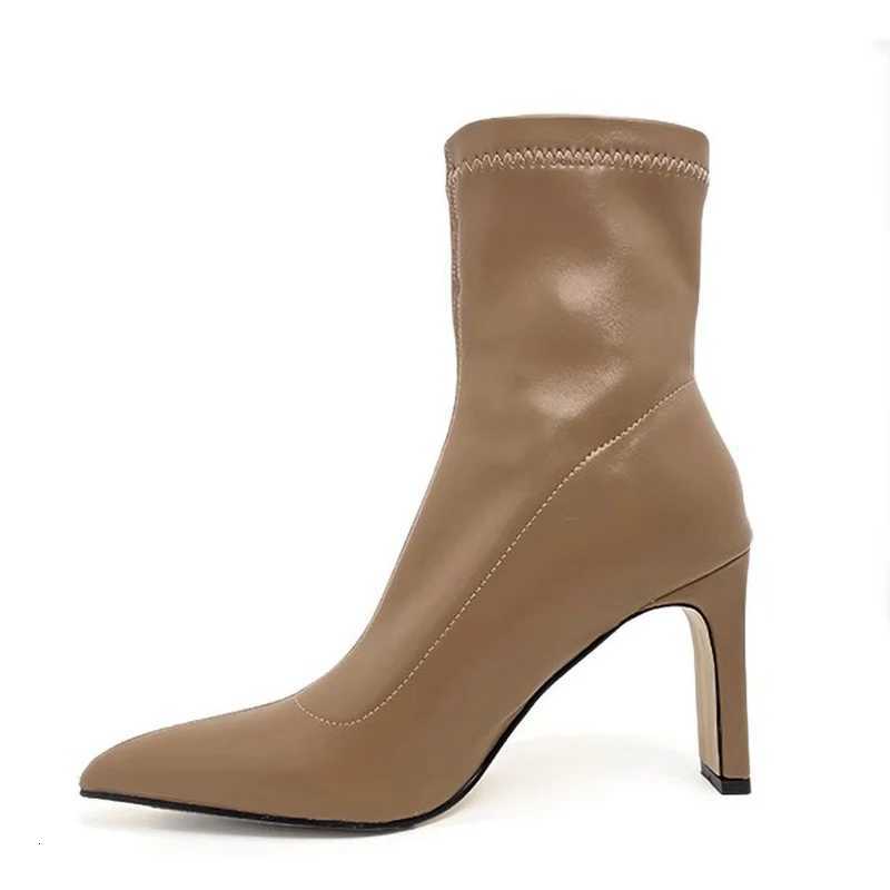 High Heel Women Slim Ankle Boots Fi Elegant Pointed Toe Short Booties Spring Autumn Womens Street Style Shoes XJ250807