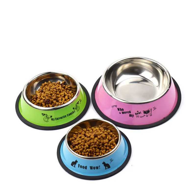 Pet Bowl Cat Cartoon Stainless Steel Dog Pot Bowl Pet Feeder Gamelle Chien Water Bottle Food for dogs cats feeder Y250806