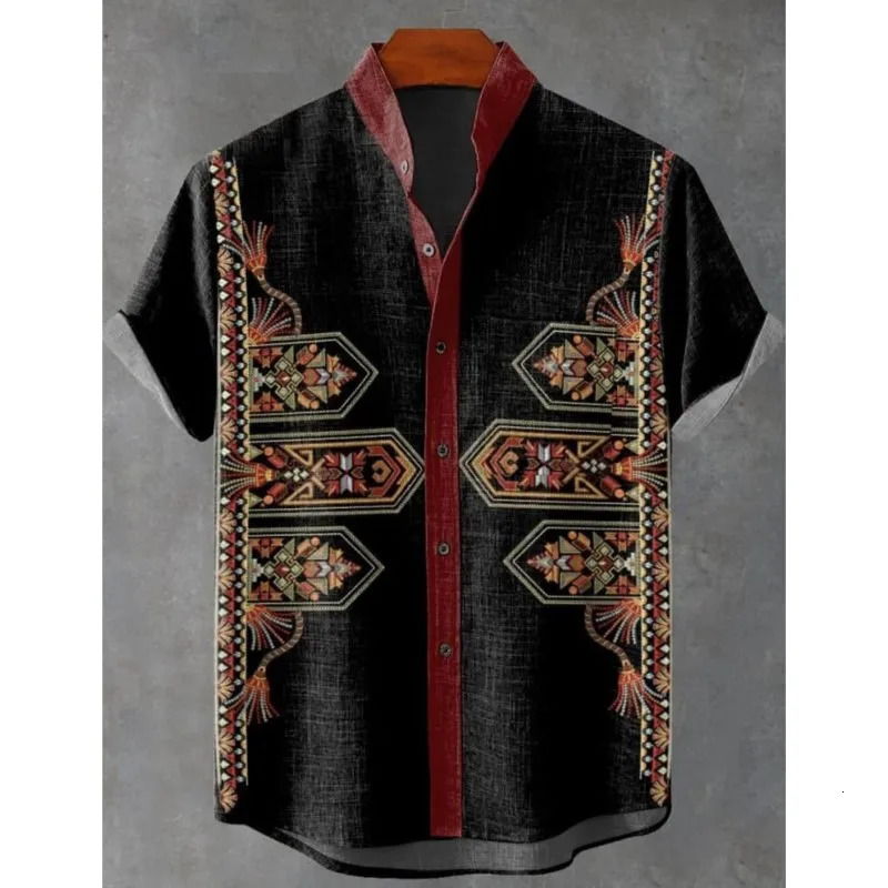 Mens Shirt Pattern Printed Short Sleeved Lapel Casual Street Top Camisa Hombre Hawaiian Camisas De 250807