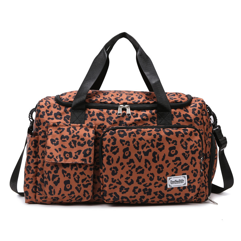 Large Capacity Leopard Print Gym Fashionable Versatile Unisex Sports Backpack Multifunctional Short Trip Bag