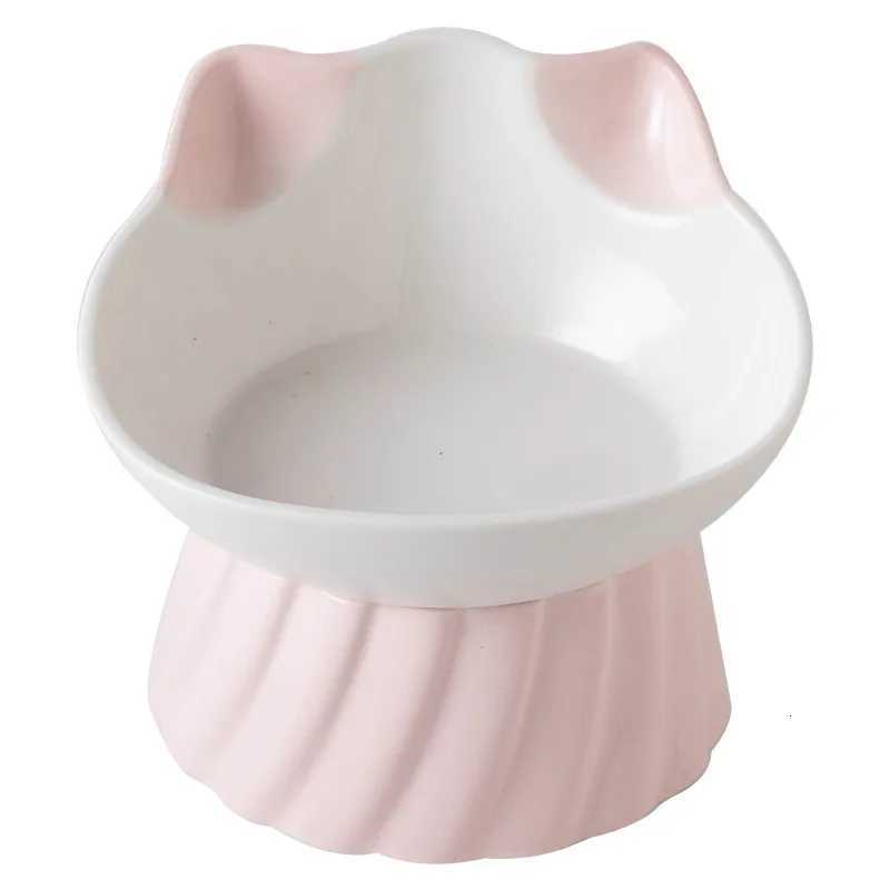 Dog Feeder High Foot Dog Bowl Neck Protector Cat Pet Food Water Bowl Anti-slip Binaural Pet Feeding Cat Accessorie Pets Bowls Y250806