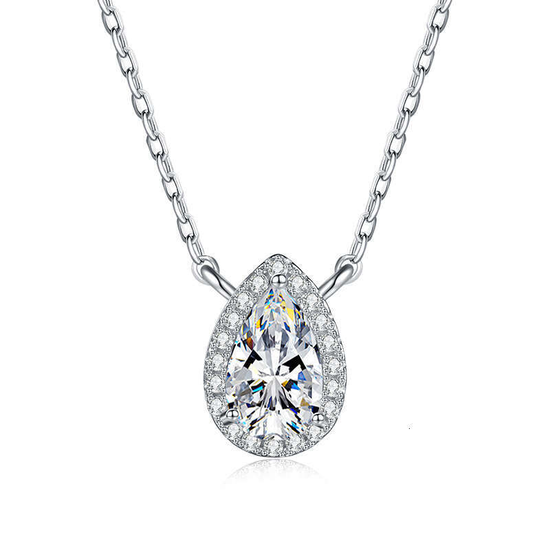 Gemstone Necklace Iced Out VVS Silver Cultivated Red Blue Emerald Light Luxury Collarbone Chain