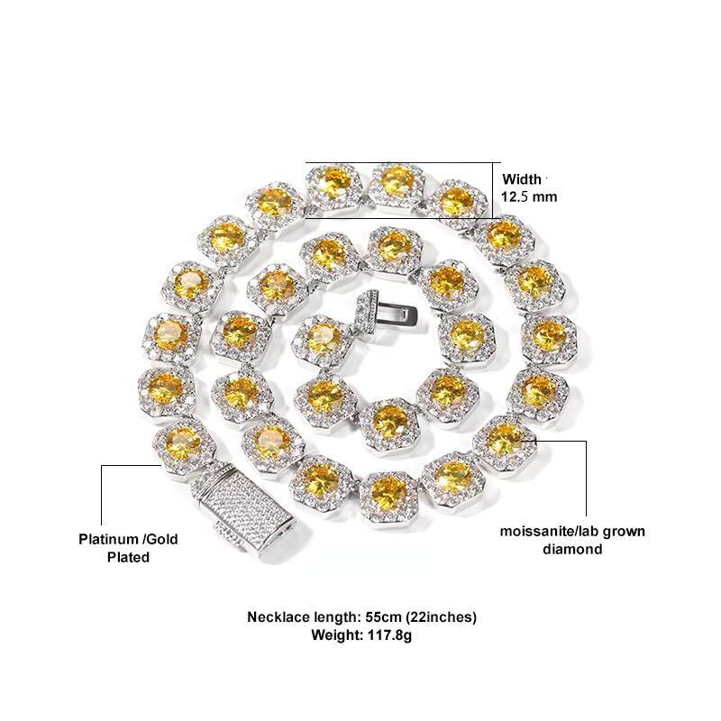 Cuban Link Chains 925 Silver Moissanite Chain Jewelry VVS VS D E Color Diamond Tennis Chain 10mm 12mm Round Moissanite Necklace