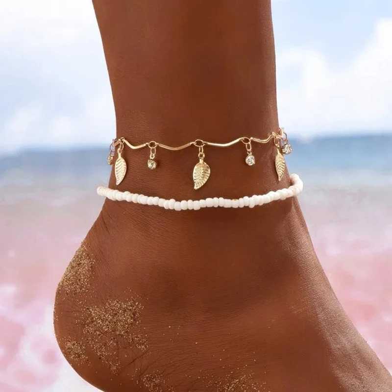 Boho Anklet Foot Chain Summer Tassel Star Crystal Pendant Charm Anklet Sandals Barefoot Beach Foot Bridal Jewelry J022 Y250805