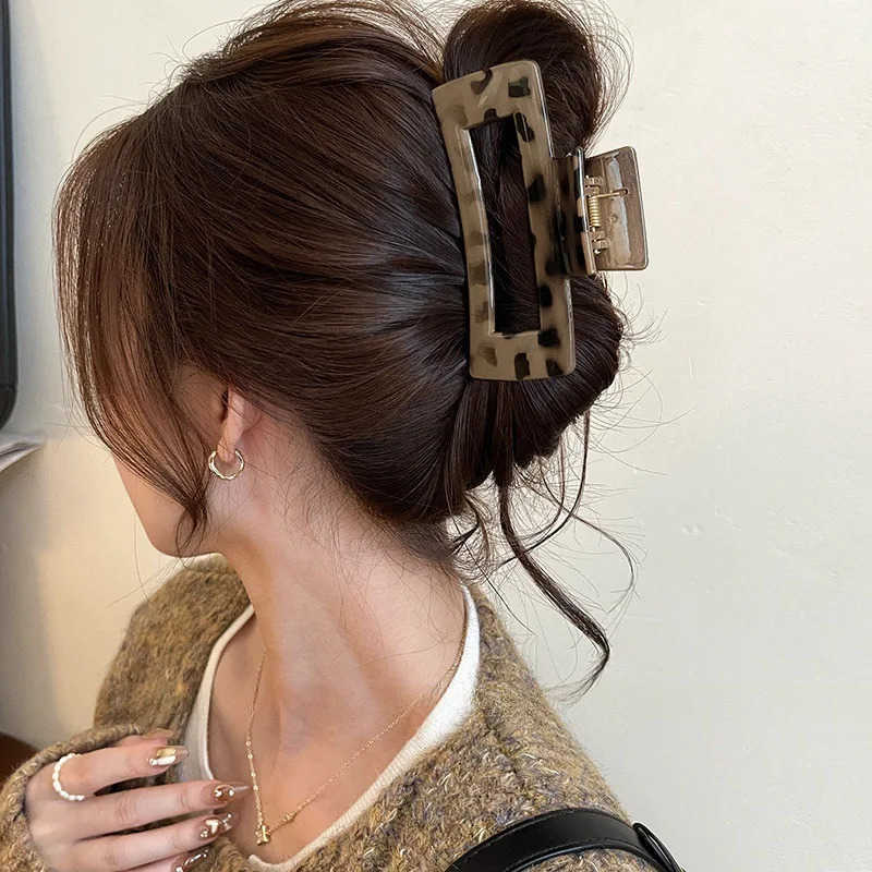 Ponytail Leopard Bow Large Hair Claw Crab Hair Accessories for Women Back Head Clip Hairpins Girls Barrettes Headbands U250807