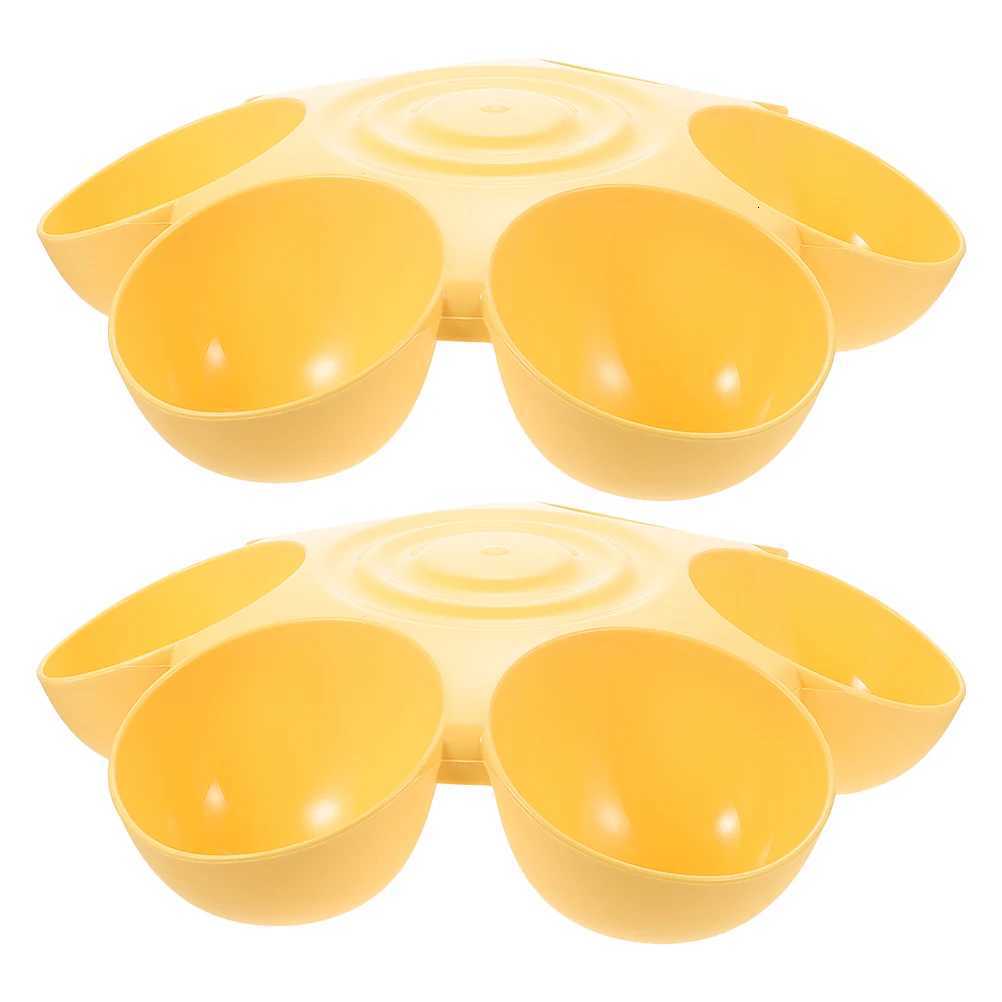 2Pcs Petal Shaped Cat Bowl Kitten Puppy Food Feeder Dog Container Plastic Yellow NonSkid Portable DogBowls PetSupplies Y250806