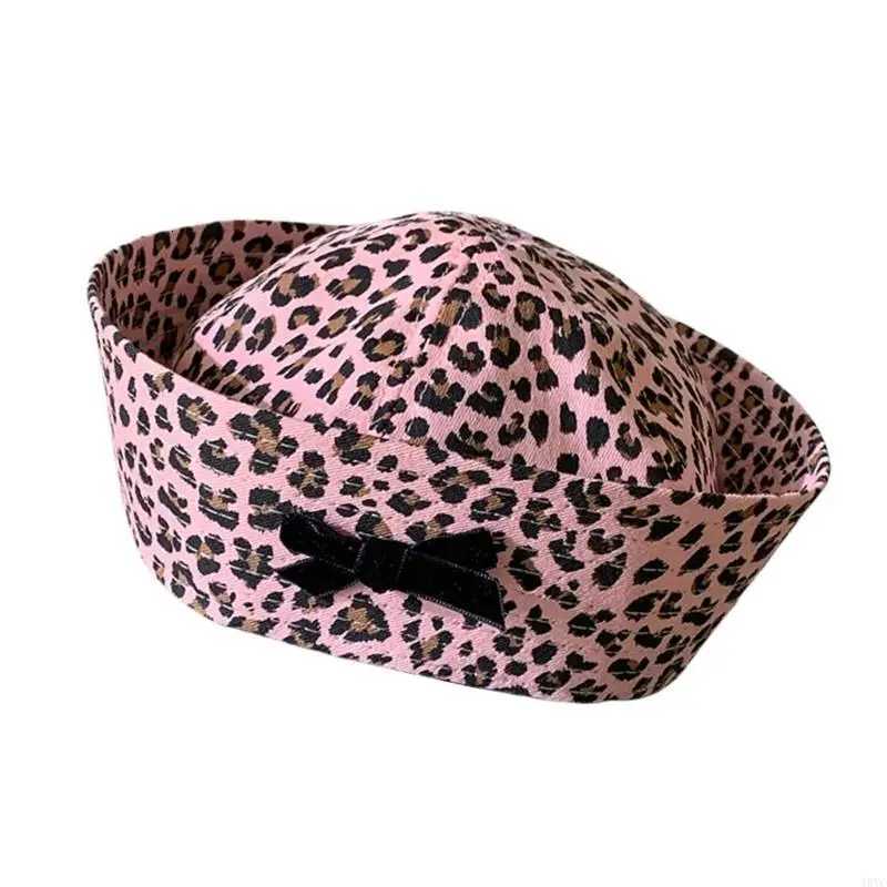 1pc Fashionable Bowknot Fisherman Hat for Women Teens Leopard Print Beret Hat Bucket Hat 2000s Girl Dome Cs for Travel XJ250807