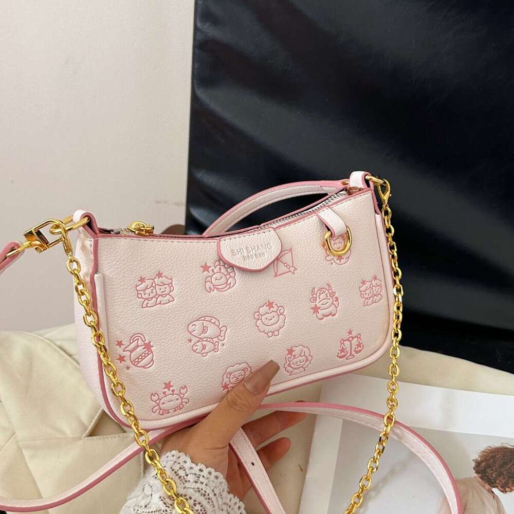 High-End Underarm 2025 Summer New Niche Women's Printed Chain Shoulder Handbag Crossbody Bag
