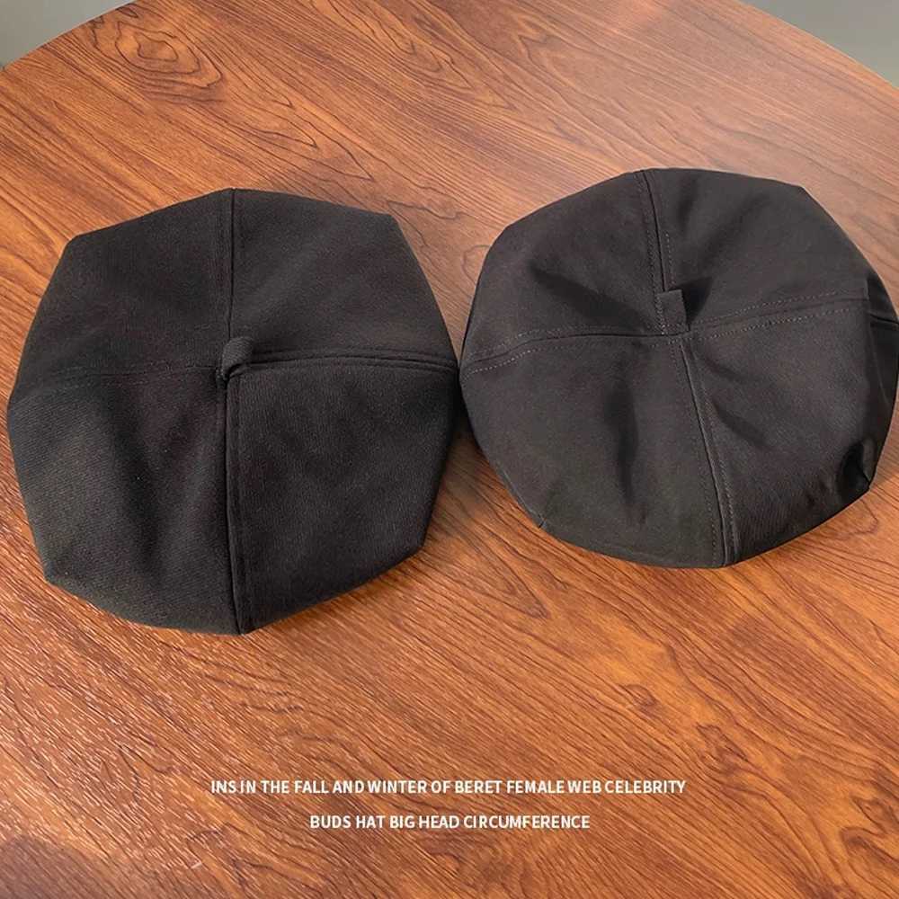 2025 Black Beret for Women - Spring Autumn Winter Octagonal Painter Hat Large Head Circumference Small Face Fashion XJ250807