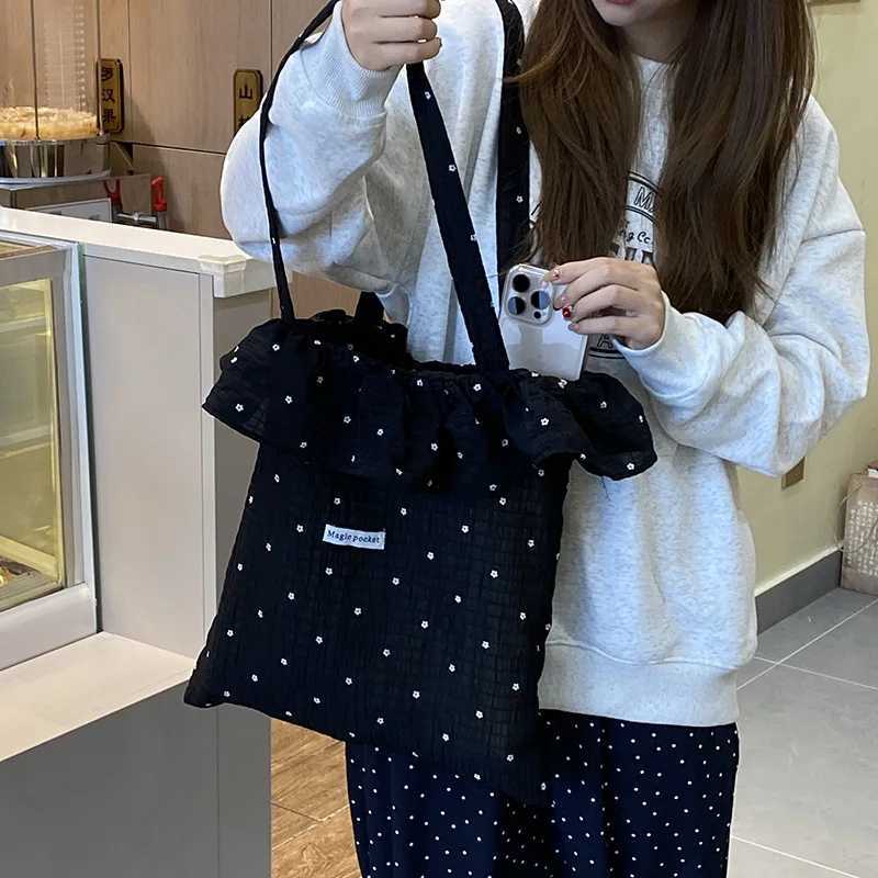 All-match Wave Point Chiffon Shoulder Bag Large Capacity Fairy Mesh Handbag Commuting Bag Korean Style Tote Bag Women Z250807