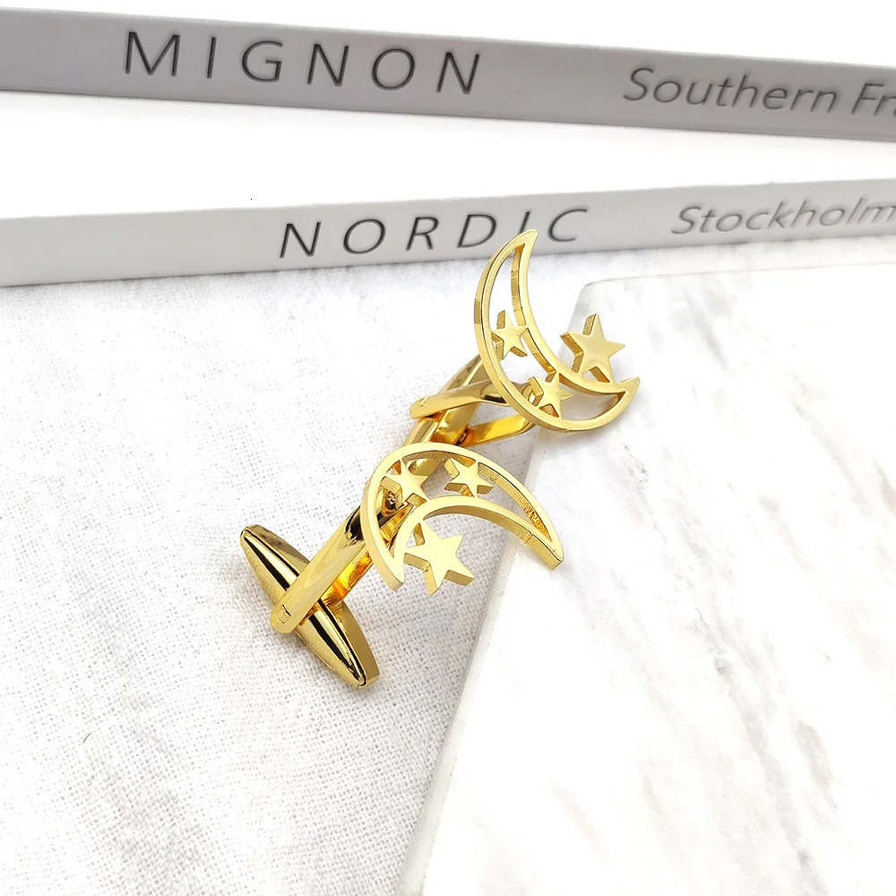 Mens Cufflinks Moon Star Cufflink Personalized Stainless Steel Jewelry French Shirt Cuff Links Groomsmen Wedding Gift Wholesale 250730