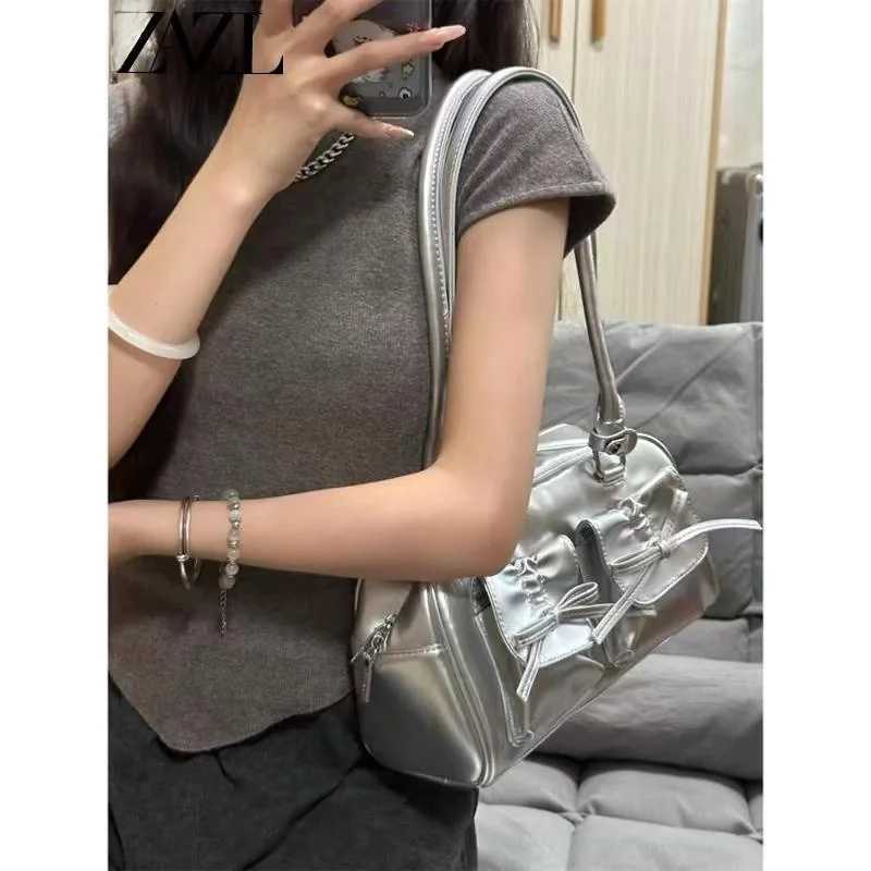 Ele Knot Ballet Bowling Bag Womens 2025 New Commuter Shoulder Handbag Versatile Fashion Soft PU Leather Z250807