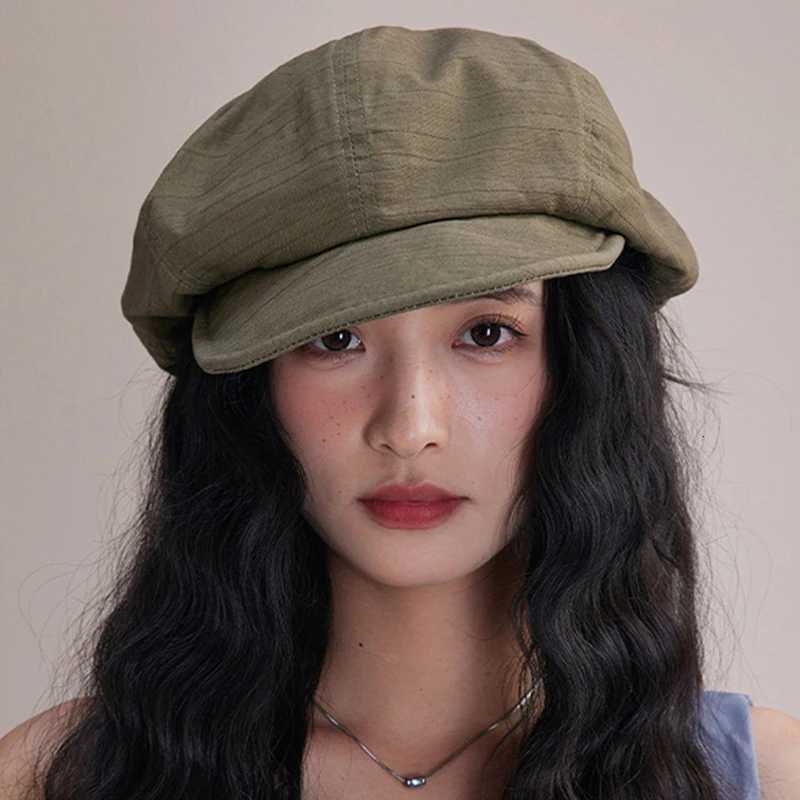 RICYGVM Janese Cotton Hemp Beret for Women Painter Artist Hat Spring Summer Girls Peaked C Solid Color Fashion Octagonal C XJ250807