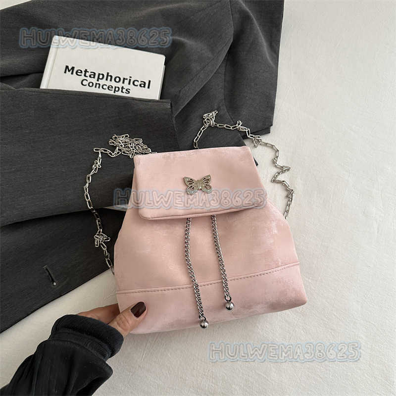 Butterfly Knot Womens Bag 2024 New Solid Color Simple Elegant Chain Fashion Niche Design Versatile Backpack H250806