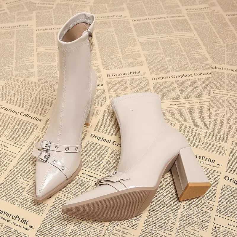 High Heels Ankle Womens Boots Pointed Toe Sexy Shoes for Women 2024 New Side Zip Classic Daily Boots Women Boots Botas XJ250807