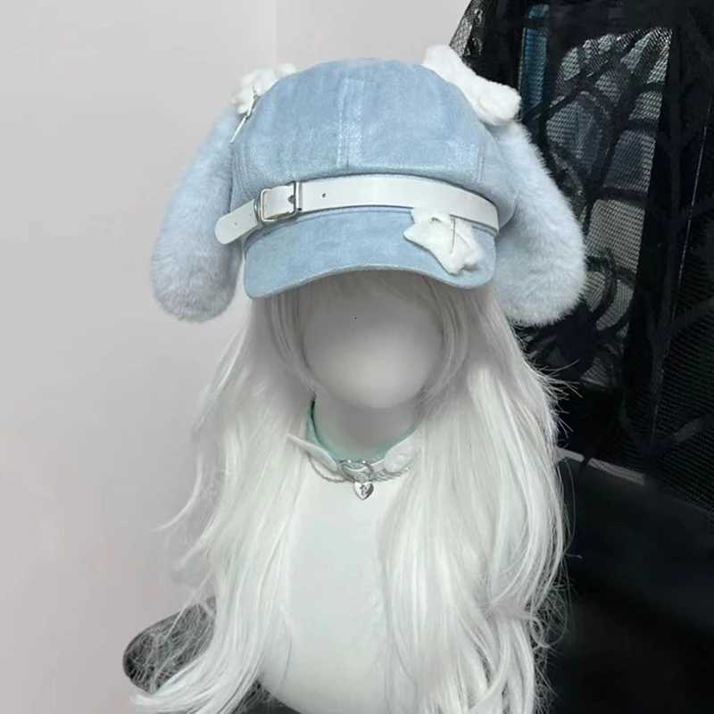 Gothic Lolita Beret Kaii Hat Punk Bone Long Eared Puppy Hat For Women Girls Cosplay Hats Versatile Sunscreen Hat Gifts XJ250807