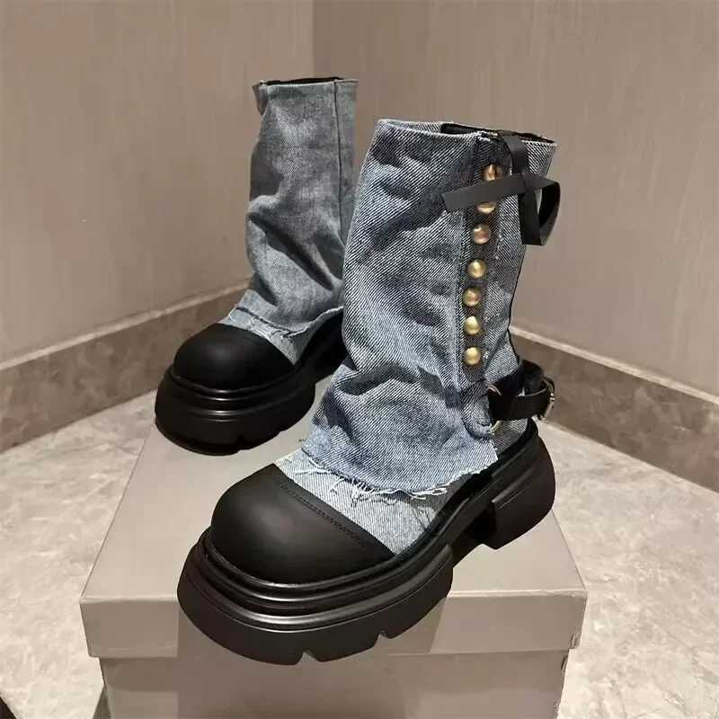 Designer Women Ankle Boots Fi Slip Thick Bottom Platform Shoes Ladies Elegant Modern Short Boots 2024 XJ250807