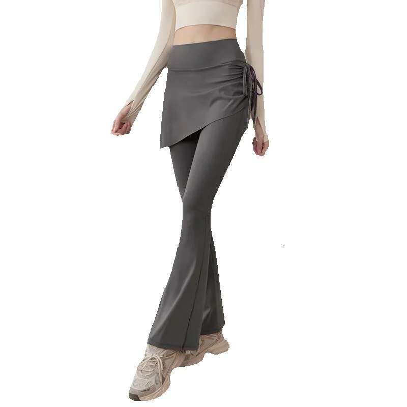 Lazyzoom Yoga Skirt For Women 2025 New Two-Piece Running Sports Long Fashionable Outfit Flared Fiess Pants Spring And