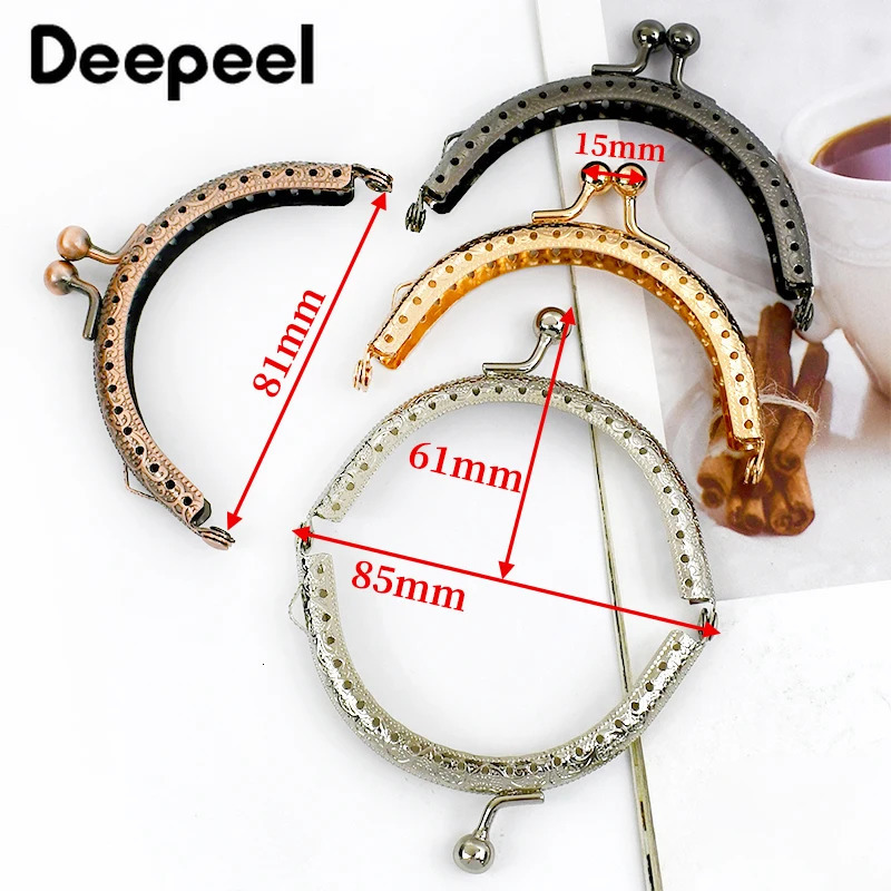 510Pcs Deepeel 8.5cm Metal Purse Frame Handle Embossed Kiss Clasps Bag Handles Hardware DIY Sewing Brackets Luggage Accessories 250807