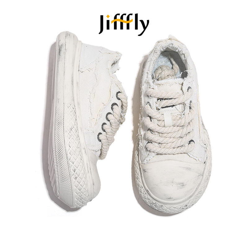 Jifffly Men's Canvas Shoes - Thick Sole Casual Sneakers for Couples